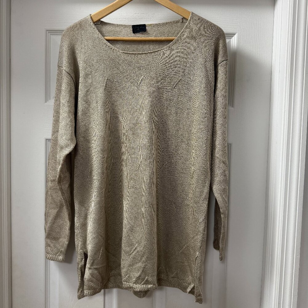 Giada long sleeve tan viscose blend pullover sweater made in Italy size Large